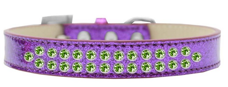 Two Row Lime Green Crystal Size 12 Purple Ice Cream Dog Collar